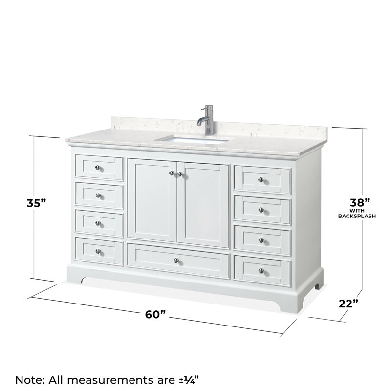 Ensemble de meuble-lavabo simple 60 "avec miroir Deborah, Marbre de culture de Carrare, Blanc / chrome poli