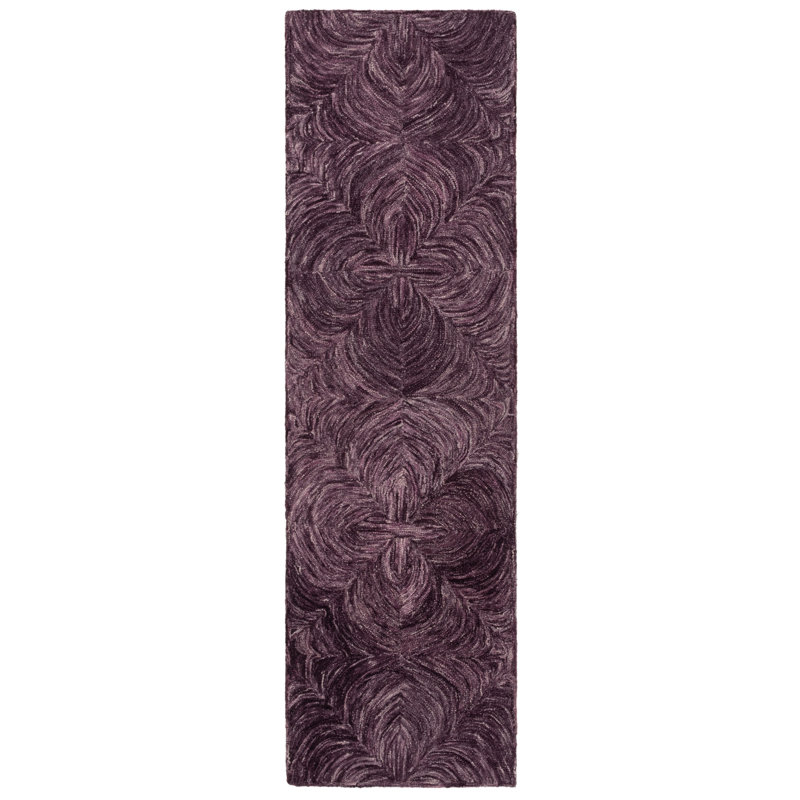 Ruthye Hand Tufted Wool/Cotton Abstract Rug in Purple, Runner 2'3" x 8'