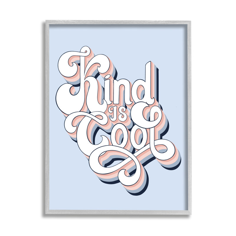 «Kind Is Cool Sentiment Groovy Retro», art textuel sur toile, Estampe numérique Farmhouse, H 20 po x l 16 po x P 1,5 po