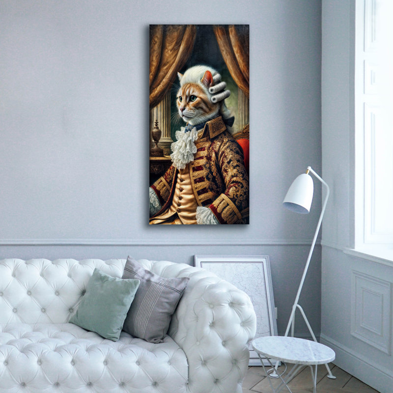 «Cat Aristocrat» par Rey Klimt, art mural sur toile, H 60 po x l 30 po