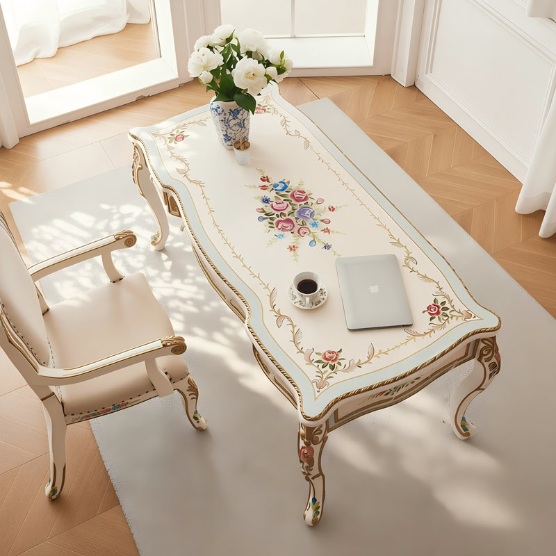 62.99"French-style light beige solid wood office desk