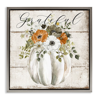 Art de giclée encadrée de citrouille florale reconnaissante par LSR Design Studio
