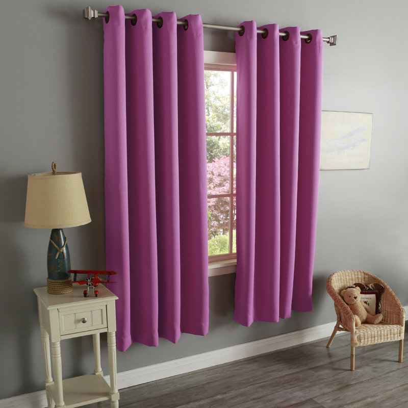Adina Sevan Solid Thermal Grommet Curtain Panels, 52" W x 72" L, Pink