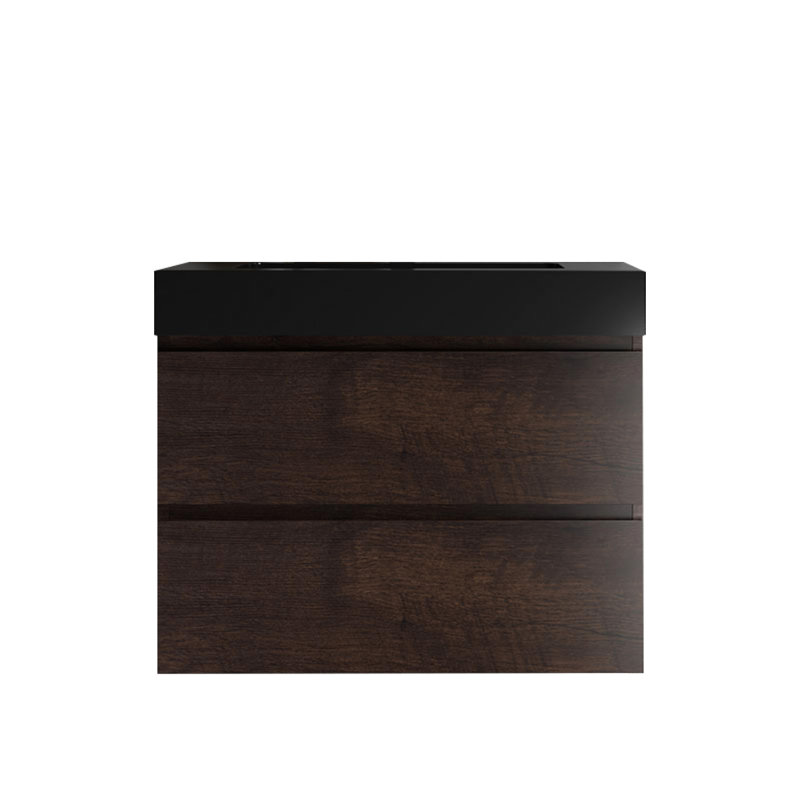 Lavabo sophistiqué en quartz noir mat avec trop-plein pour salle de bain intégrée