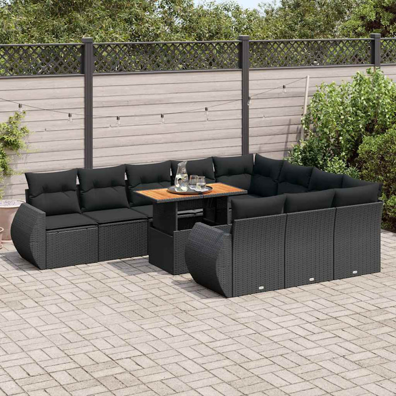 Ensemble de canapé de jardin noir