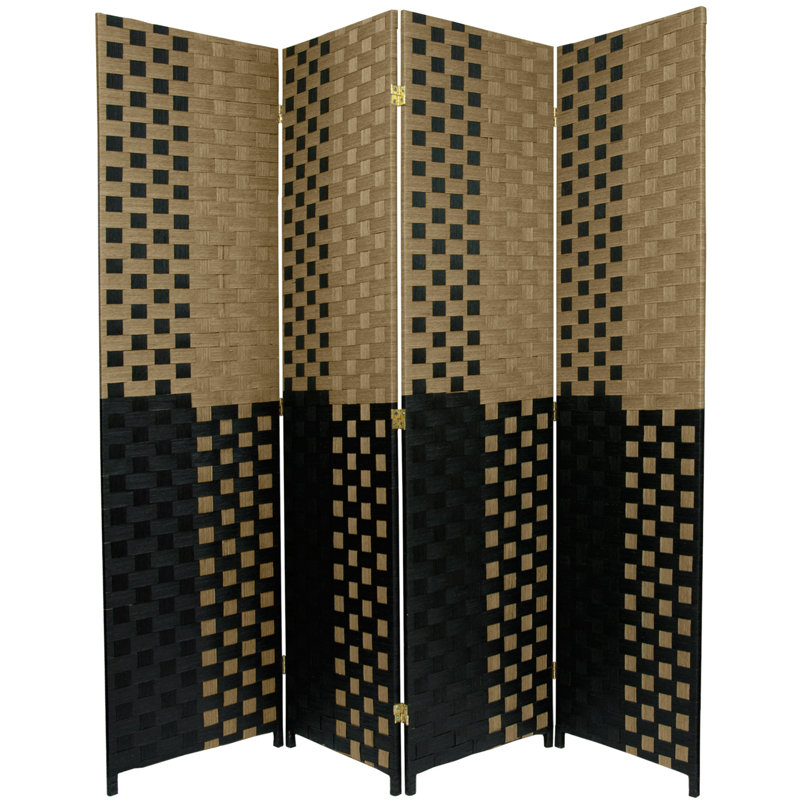 Cloison pliante Willson, 4 panneaux, Noir / brun
