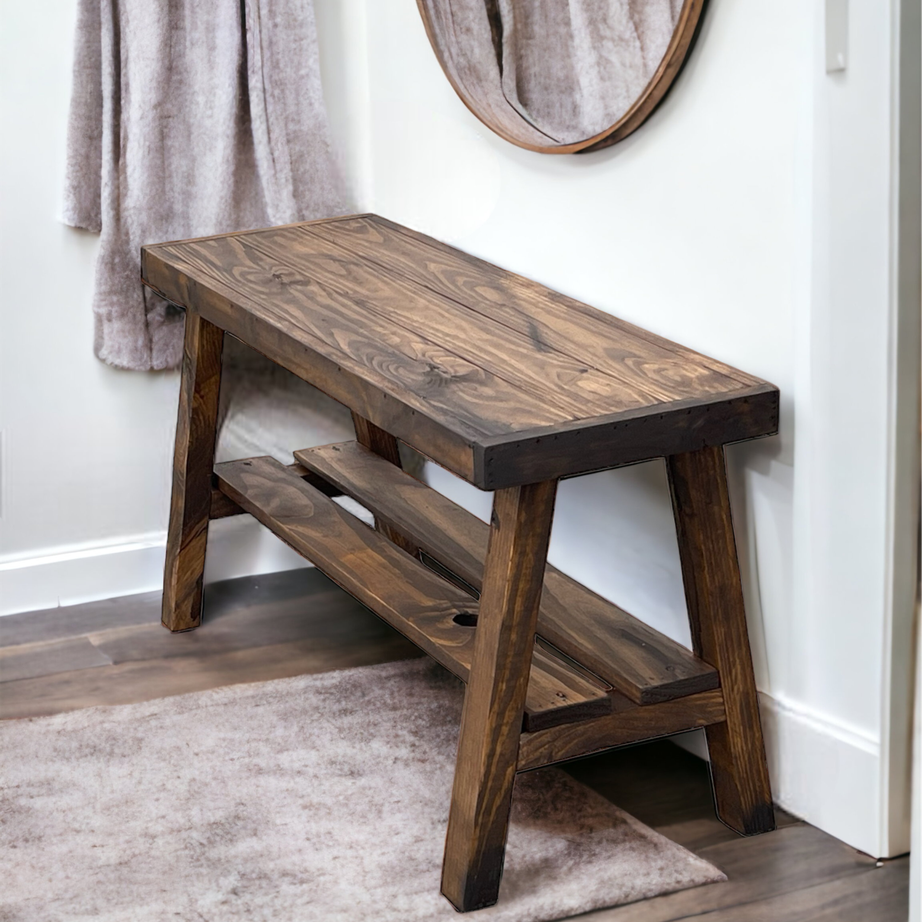 42 Rustic Style Solid wood Entryway Storage Bench - Bed Bath