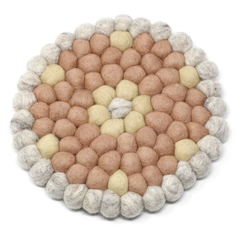 Round 4 Piece Coaster Set, Tan/Pink