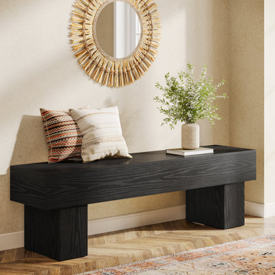 Banc d'intérieur en bois de 63 pouces de style campagnard pour entrée, chambre à coucher