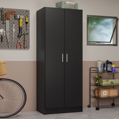  Garage Pantry Storage Cabinet 2 Doors with 5 Utility Shelves 23"L Wooden Organization Unit for Garage by Latitude Run