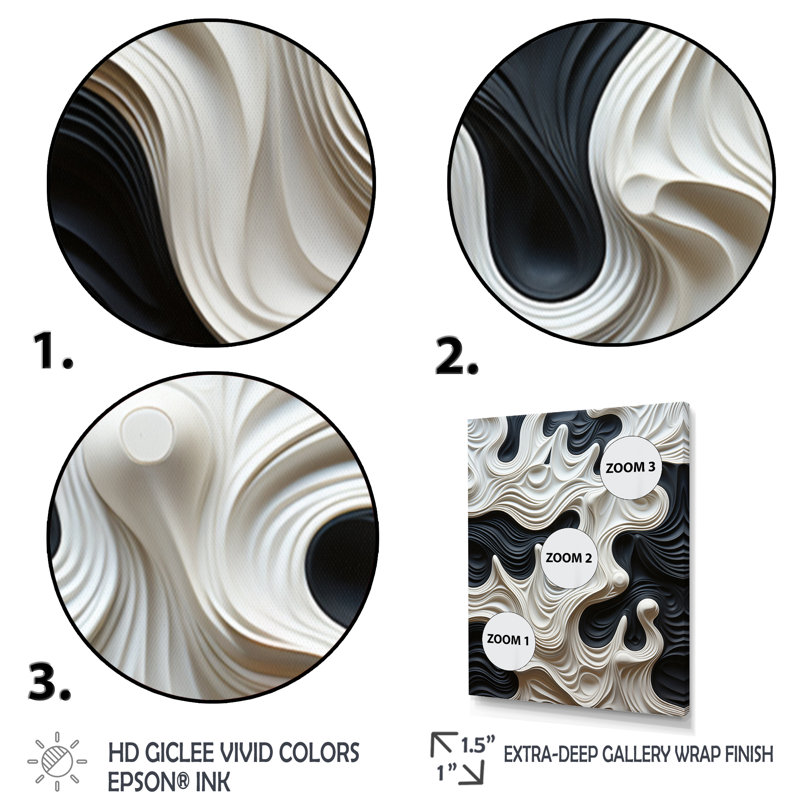 Décoration murale noir et blanc Opt Art, Toile tendue, H 32 po x l 16 po, Sans cadre