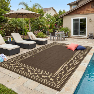 Grand tapis en plastique géométrique pour camping, porche, véhicule récréatif, réversible, imperméable