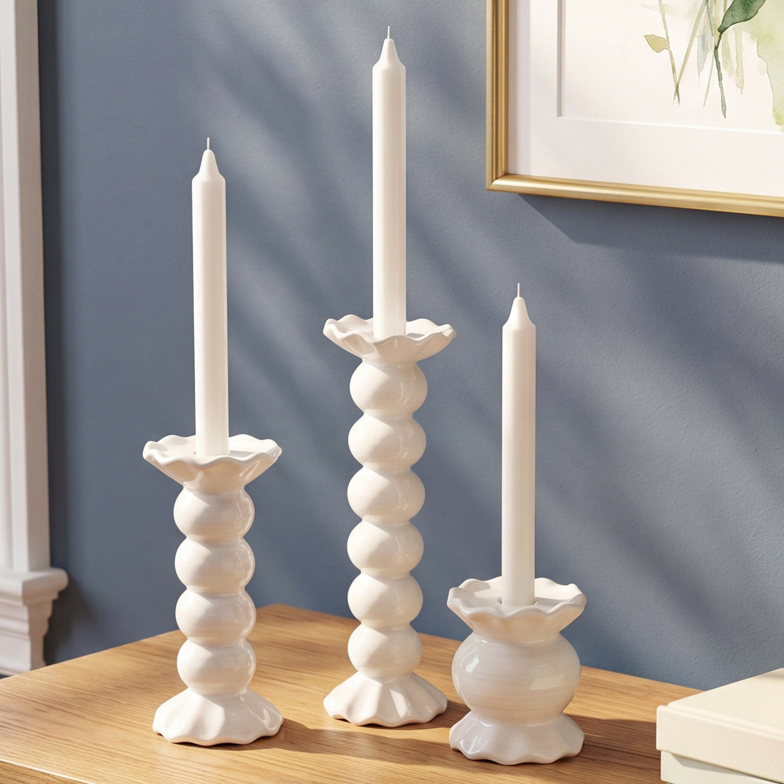 Signature White 3-Piece Candlestick Set