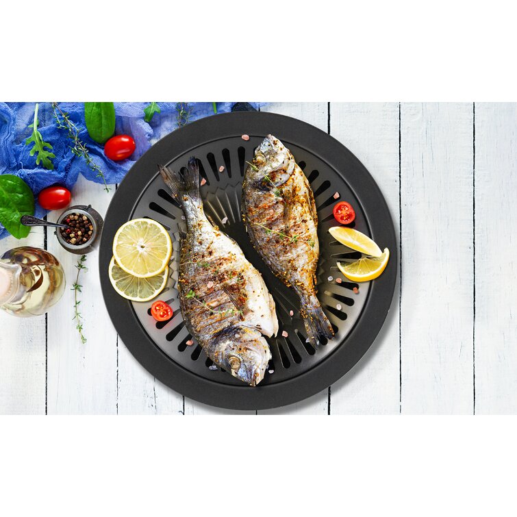 Kitchen + Home Stove Top Smokeless Grill Indoor BBQ, Stainless Steel with  Double Coated Non Stick Surface
