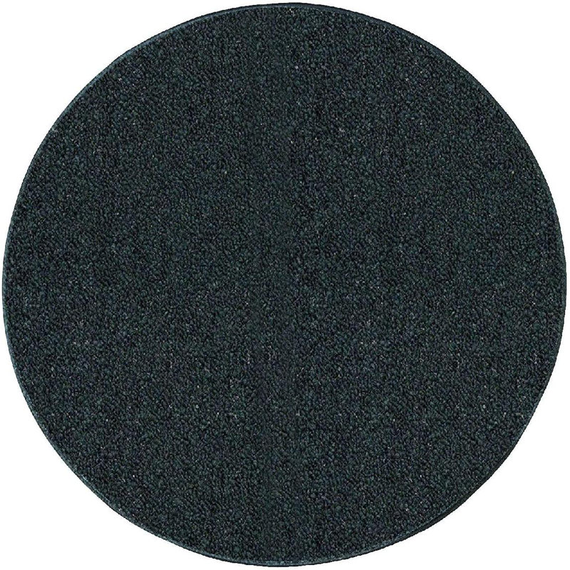 Tapis uni en polypropylène tissé à la machine en noir, Rond 9 pi