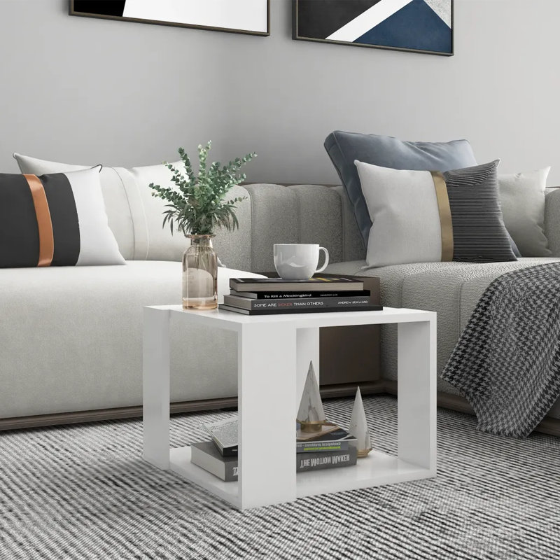 Aleydis Coffee Table Hallway Side Table Desk Accent End Table Engineered Wood, 40 x 40 x 30 cm (L x W x H), White