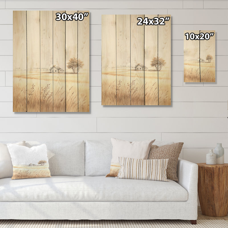 Prairie beauté dévoilée I - prairies, art sur bois de pin naturel, H 32 po x l 24 po