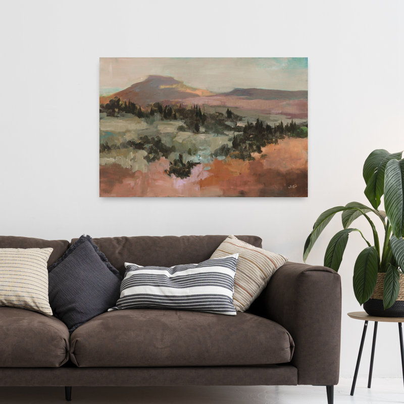 «Oasis Abstract Contemporary Landscape Mountain», reproduction d'art murale, 32" H x 48" W