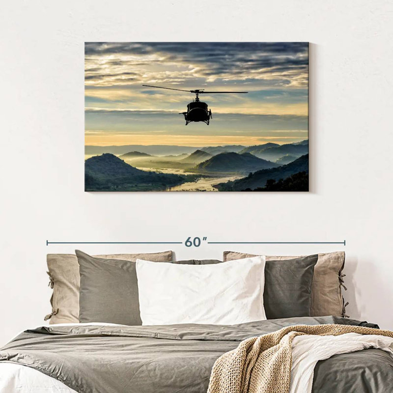 Mehar Helicopter Over Valley, 30" H x 45" W