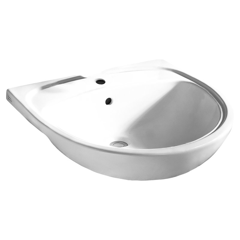 American Standard Mezzo 21.5'' Ceramic Circular Bathroom Sink with Overflow, Single Hole, White