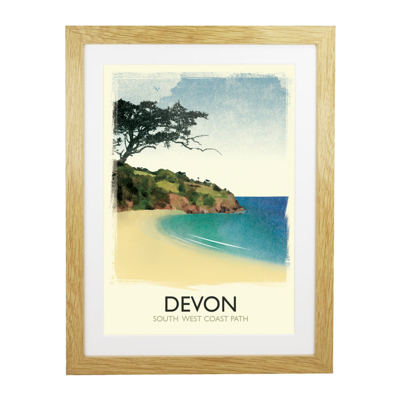 Devon South West Coast Path - Print, Oak, 54 cm H x 44 cm W x 2.2 cm D