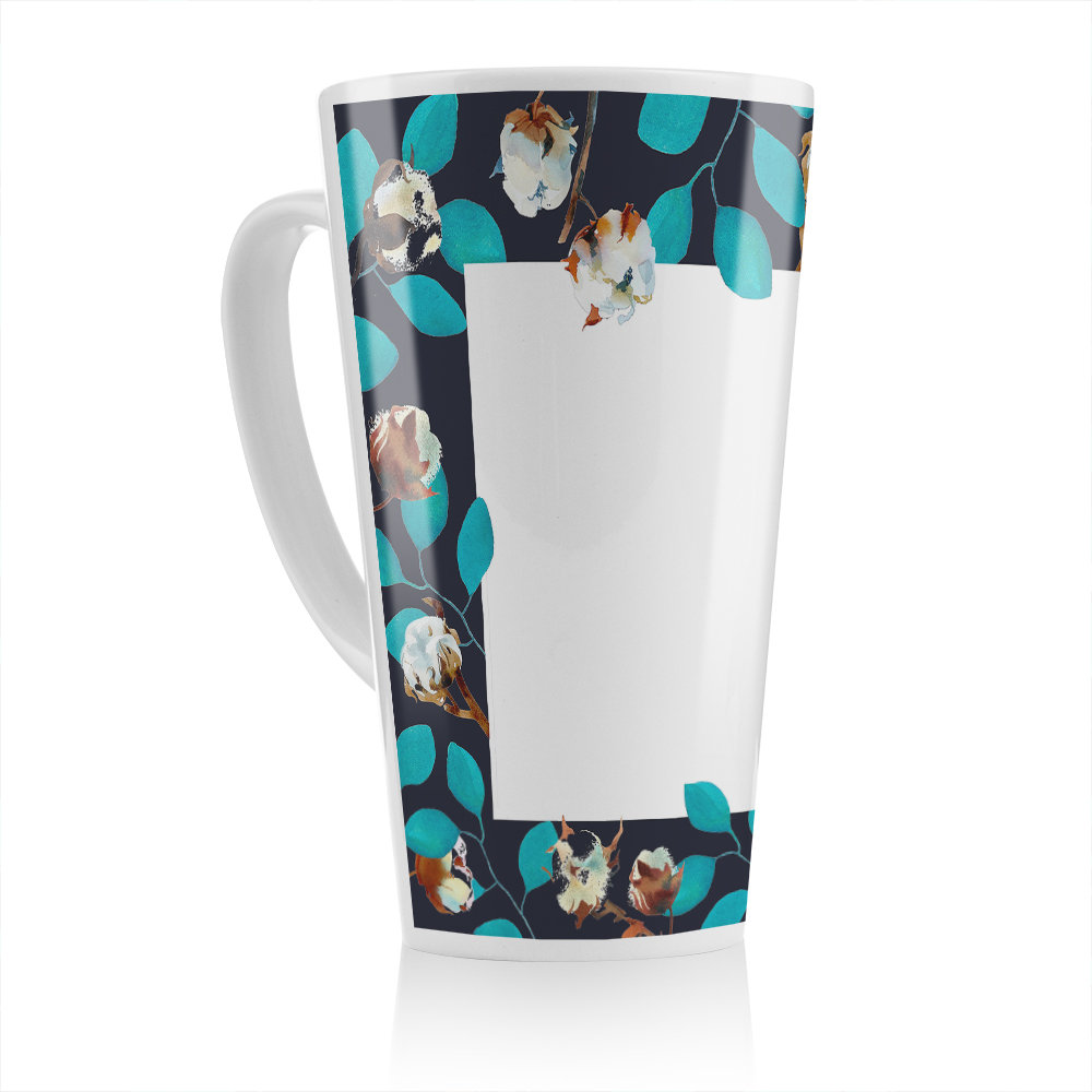 Watercolour Leaf Frame Latte Mug