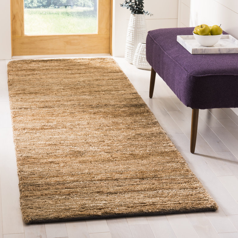 Tapis en jute de couleur unie Seden, Tapis de couloir 2 pi 6 po x 8 pi