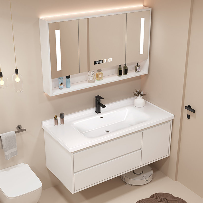 Armoire de salle de bain simple de style crème.