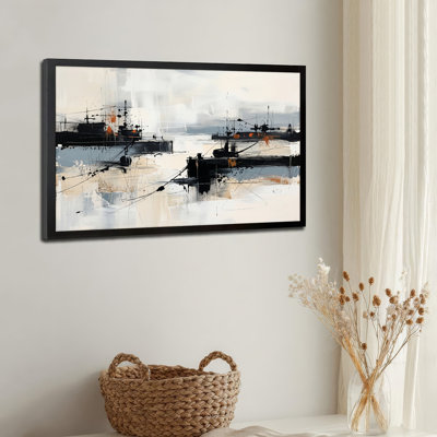 Art mural sur toile noir encadré pour le salon, la chambre à coucher, le bureau ou le vestibule - décoration murale décorative avec abstrait marin