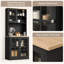 Armoire de rangement autoportante avec huche, porte vitrée et sangle anti-basculement