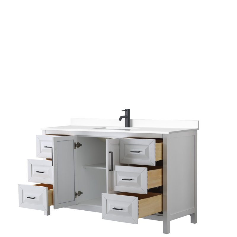 Daria 60'' White Single Bathroom Vanity with Carrara Marble Top
