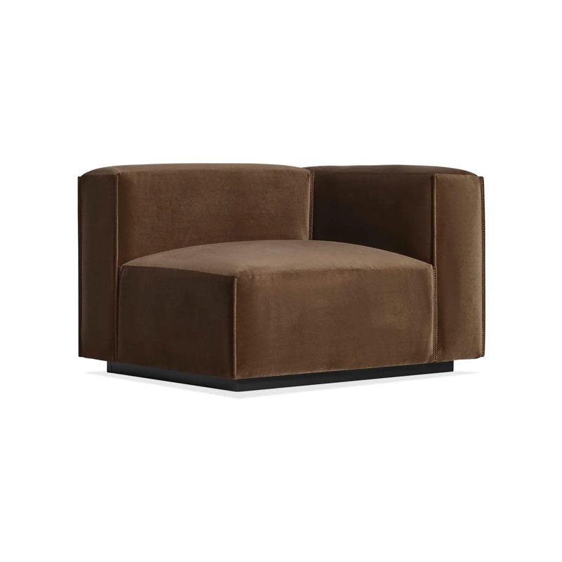 Cleon Upholstered Chaise Lounge, Right Hand Facing, Coffee Velvet Polyester Blend