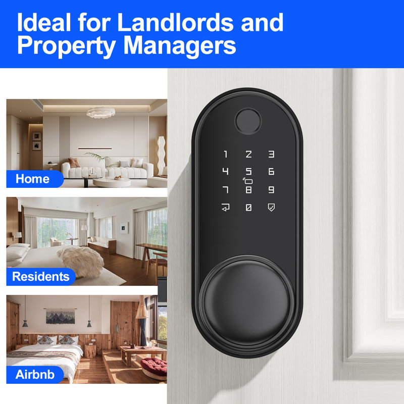 Smart Door Lock with Door Knob, Keyless Entry Door Lock with Handle for Front Door