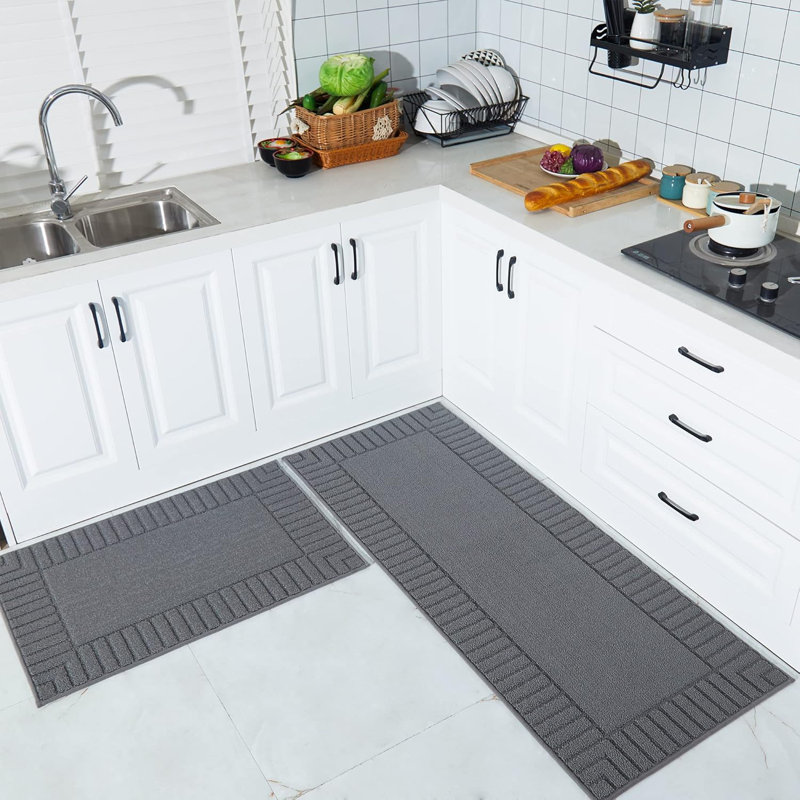 Kitchen Rugs,Set Of 2 60X89cm+60X152cm, Grey