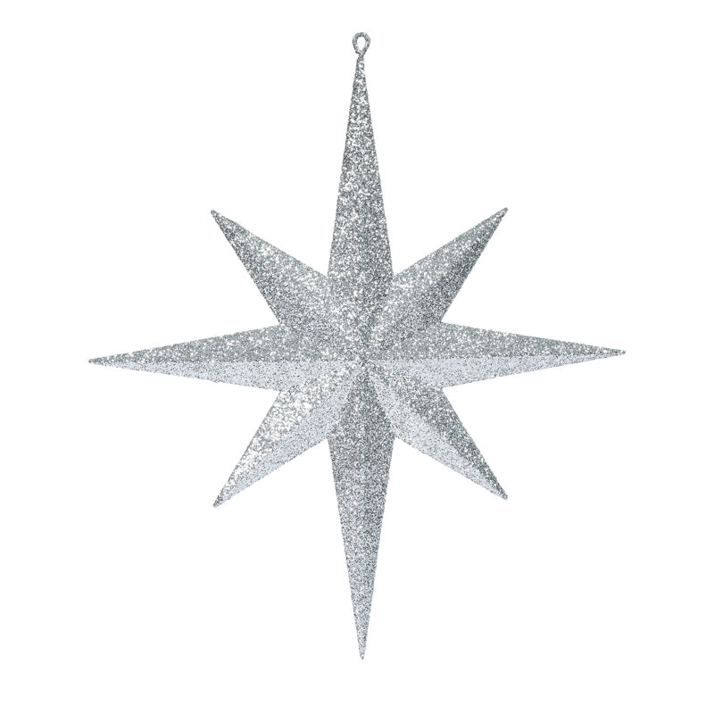 Ornement étoile de Bethléem scintillant, H 12 po x l 12 po x P 2 po, Argent