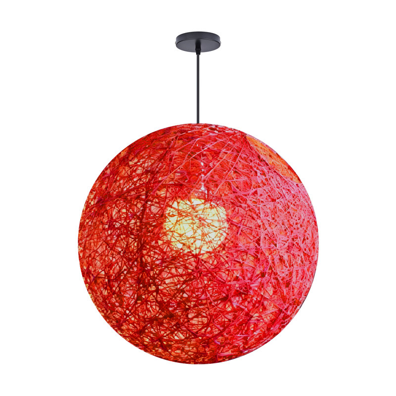 Luminaire suspendu sphère 1 lumière blanc, H 19,68 po x l 19,68 po x P 19,68 po, Rouge