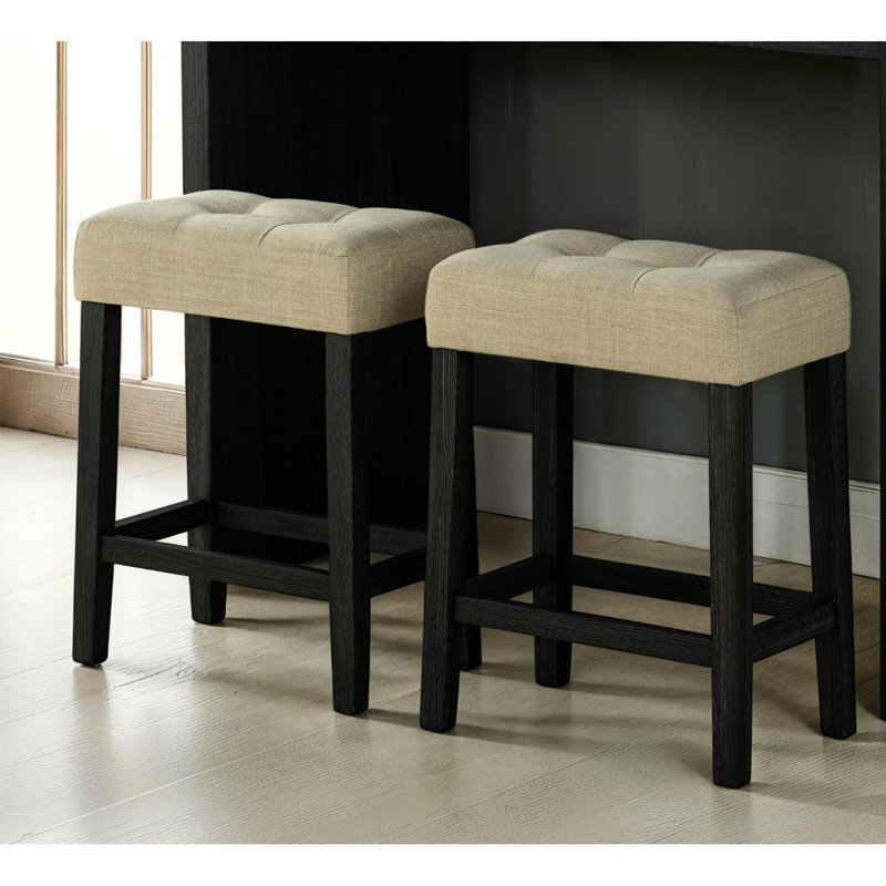 Table à manger transitionnelle 3 pièces, plateau de table et 2 tabourets avec sièges, tabourets rectangulaires rustiques pour salle à manger, décoration de bureau