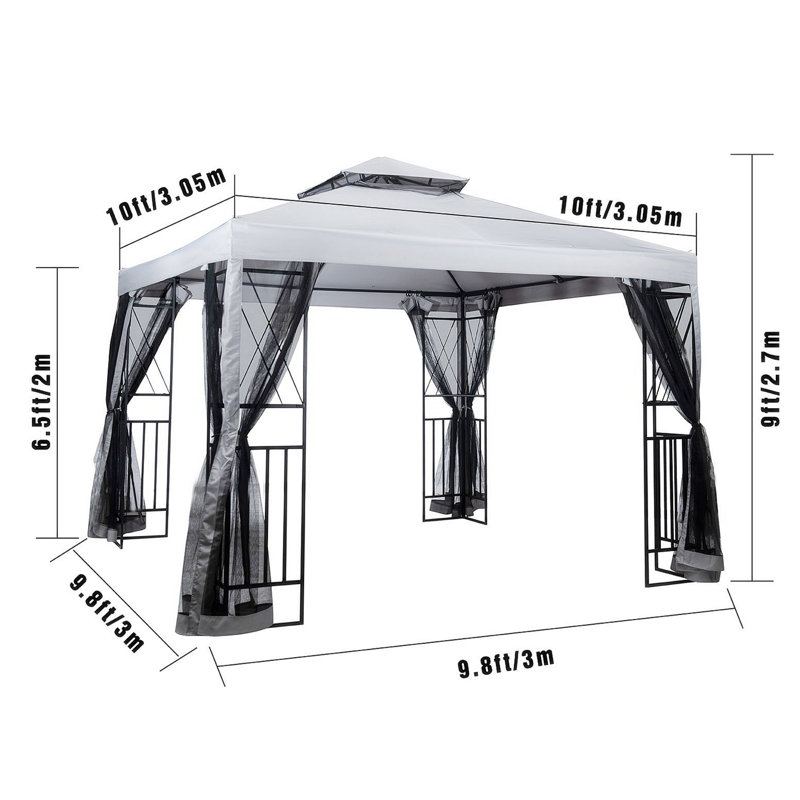 10 pi. L 10 pi. D Pavillon de jardin en métal
