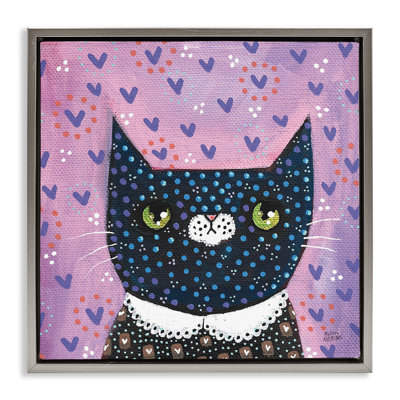 Art mural sur toile flottant à motif de chat fantaisiste par Melissa Averinos