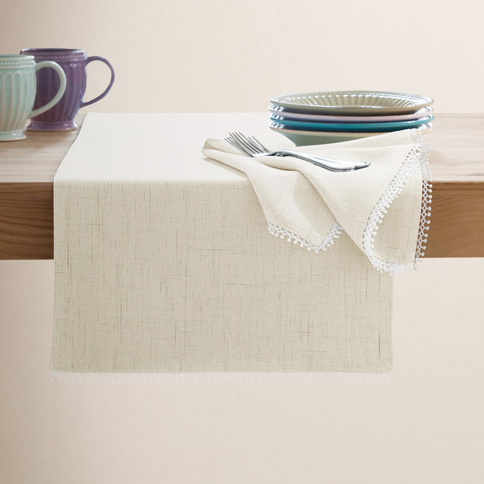 Lenox French Perle Runner, Natural, 90" Rectangle