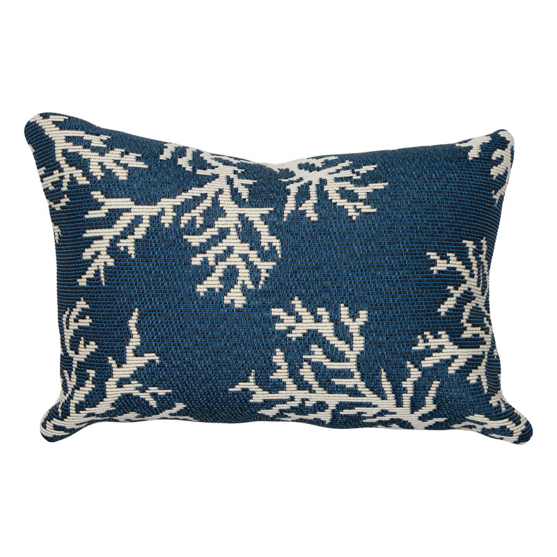 Outdoor Throw Pillow, Navy/Ivory