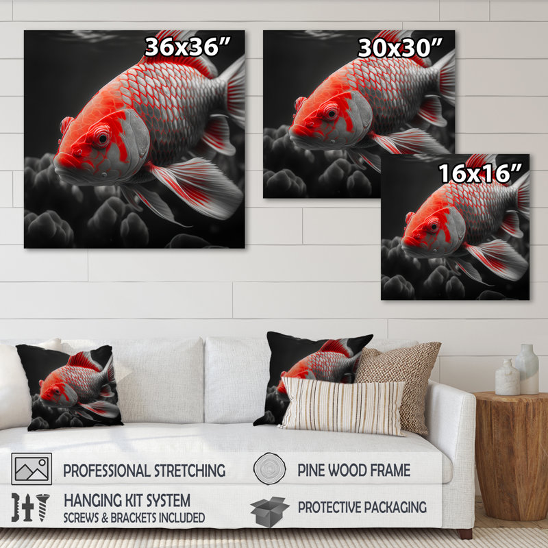 «Black and Red Tropical Fish I», reproduction sur toile, H 30 po x l 30 po x P 1 po, Toile tendue