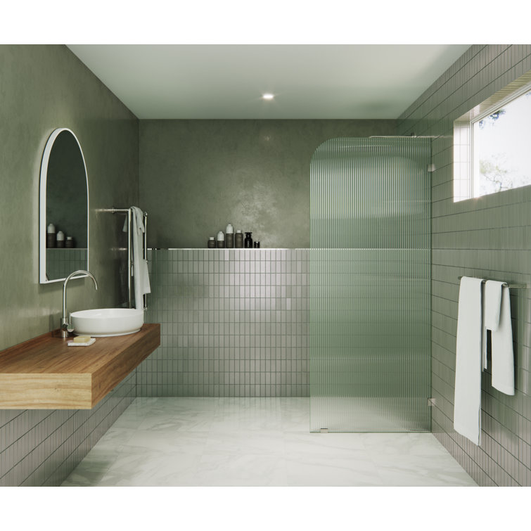 Aurora 30 in. x 78 in. Fully Frameless Fluted Radius Single Fixed Shower Panel