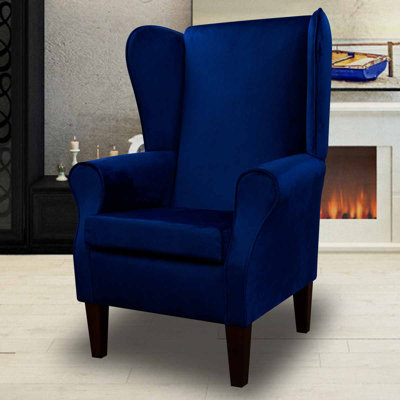 Beaumont Navy Velvet High Back Armchair