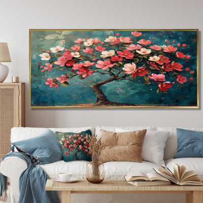 Fleur de pommier bleu et rose I - décoration murale fleur de pommier