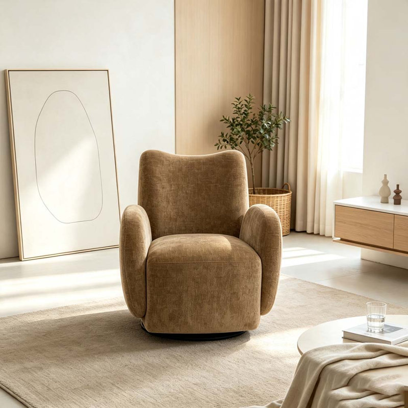 Fauteuil d'appoint pivotant à 360 °, Brun clair / brun