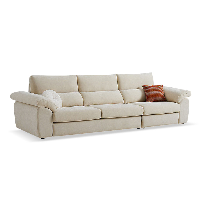 Coussin de canapé modulaire en lin et coton beige Fourseat, Beige, H 36,22 po x l 122,05 po x P 40,55 po