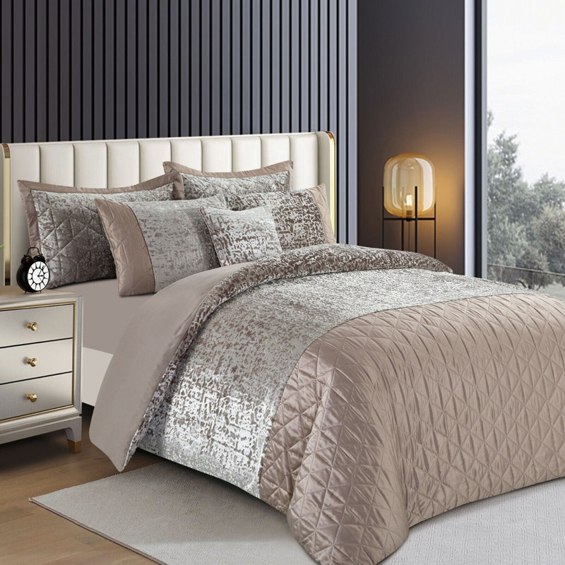 Aerith Polyester Solid Colour Duvet Cover with Pillowcases, Double Duvet Cover + 2 Standard Pillowcases, Mink