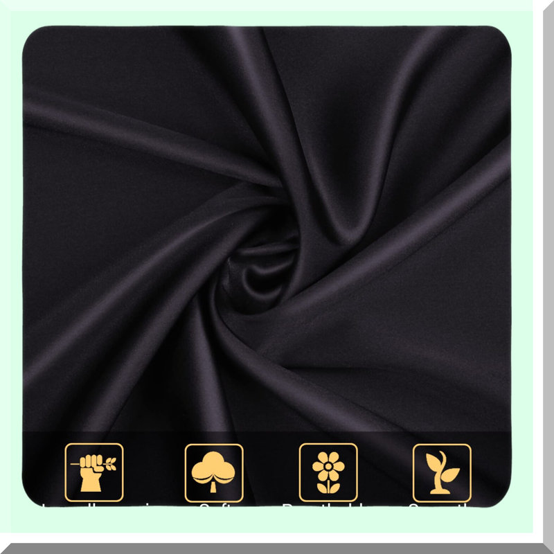 Luxury Silk Pillowcase Set - 2 Pack Hair and Skin Care Pillow Cases - Hidden Zipper, 19 Momme Smooth Breathable Fabric - Black Standard Size 20''x26''