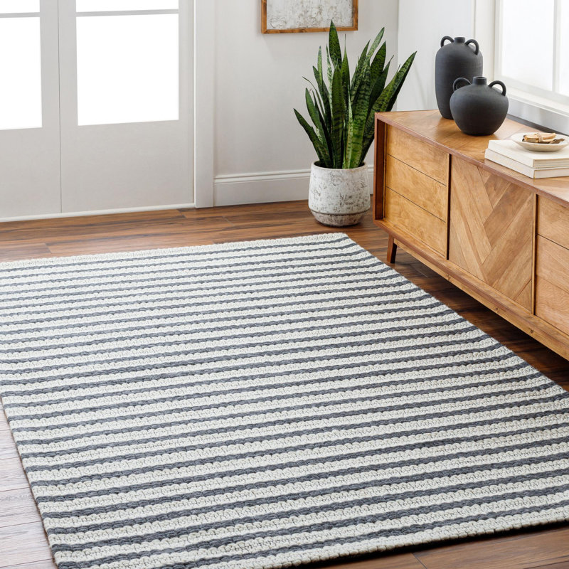 Tapis rectangulaire en laine Harvi, Rectangle 8 pi x 10 pi, Gris foncé